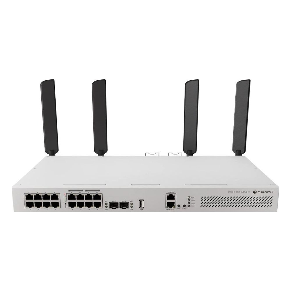 Roteador Switch Mikrotik Cloud Router CRS418-8P-8G-2S+5AXQ2AXQ-RM Wi-Fi 6 16 Portas Gigabit PoE SFP+ 10G L3