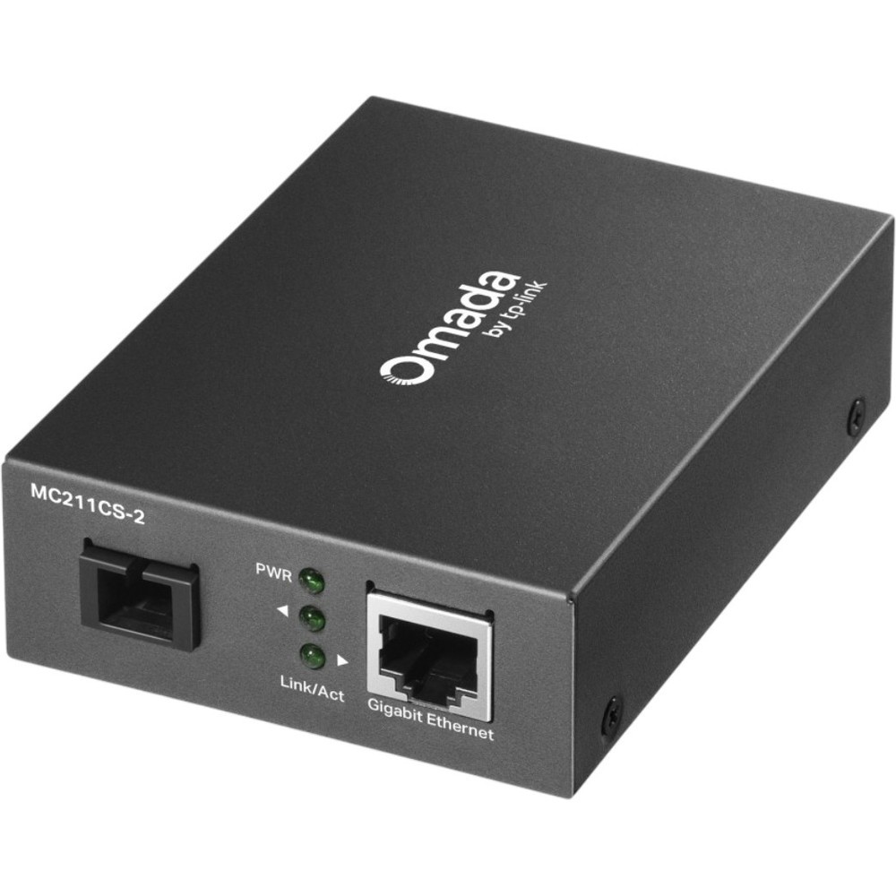 Mídia Conversora TP-Link MC211CS-2 Omada Gigabit WDM 2KM Fibra Óptica 1000Mbps 1310nm 1550nm Compacta