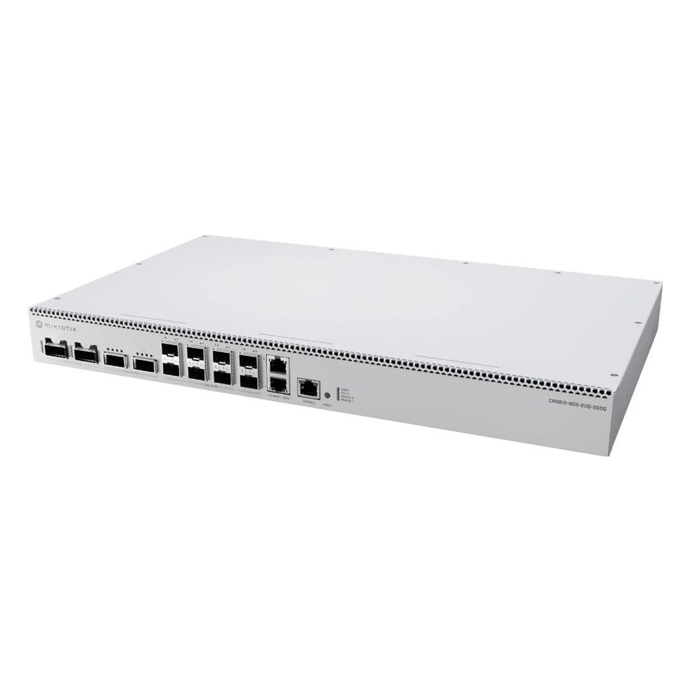 Switch Mikrotik Cloud Router CRS812-8DS-2DQ-2DDQ-RM 400GB Rackmount CPU Quad-Core 2GHz 4GB RAM RouterOS v7 Fontes Redundantes