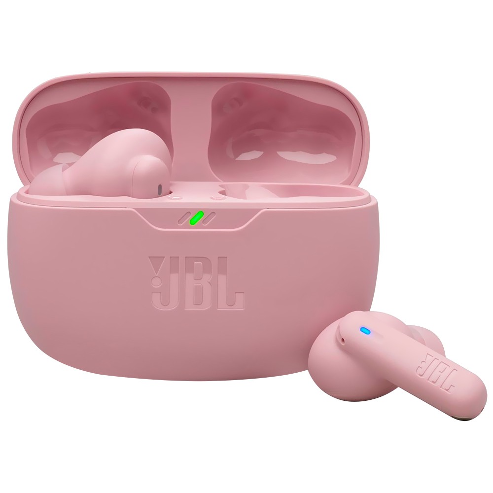 Fone de Ouvido Sem Fio JBL Wave Beam 2 TWS Bluetooth 5.0 Perfeito Ajuste Microfone 32h Bateria Rosa