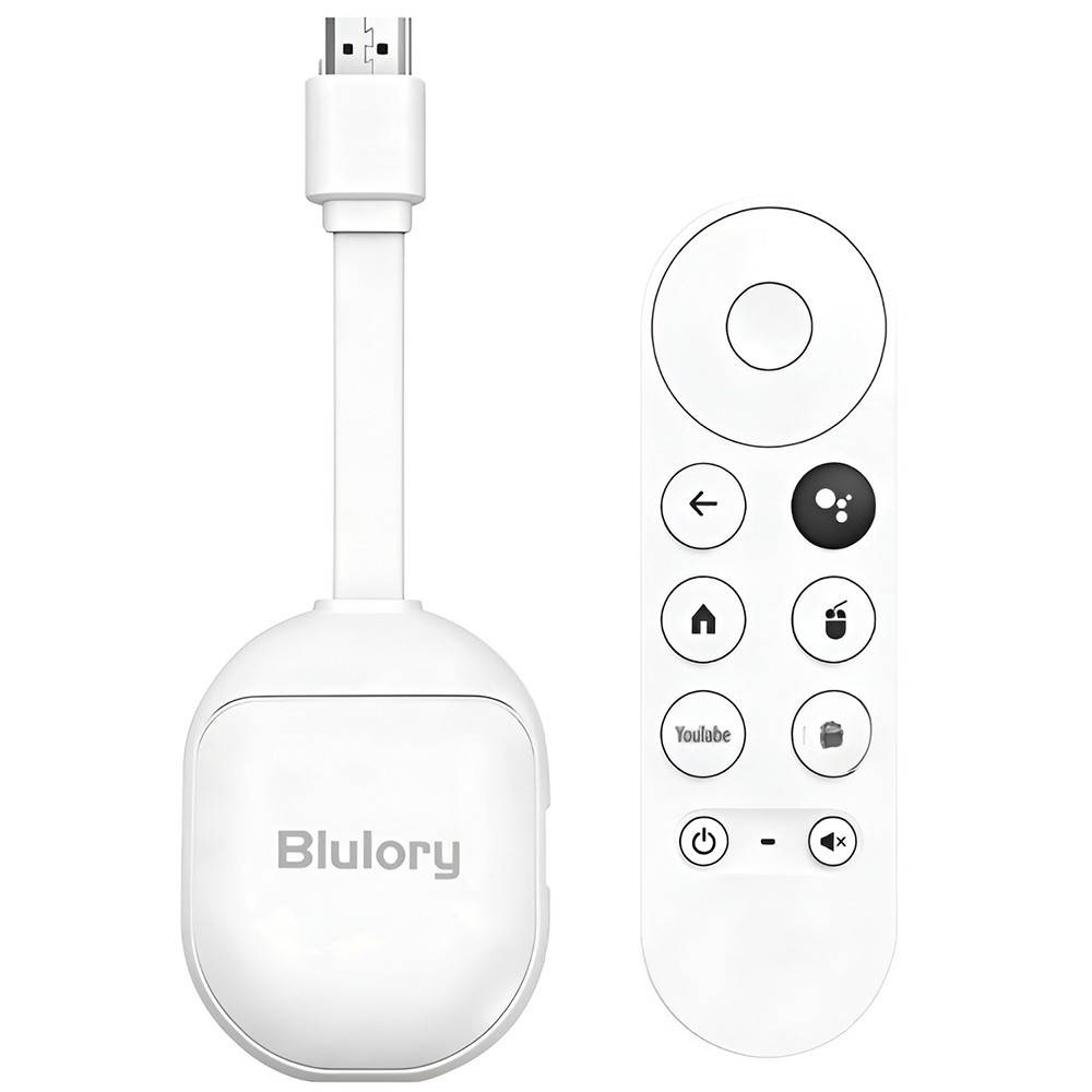 TV Stick Blulory G1 4K Wi-Fi Android Streaming Multimídia Branco Chromecast Netflix YouTube