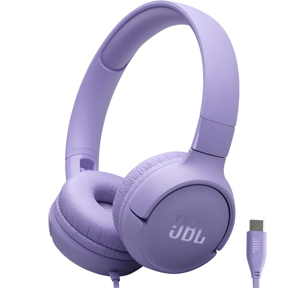 Fone de Ouvido JBL Tune 520C Com Fio Roxo 3.5mm Drivers 32mm Confortável Som Potente Microfone Integrado