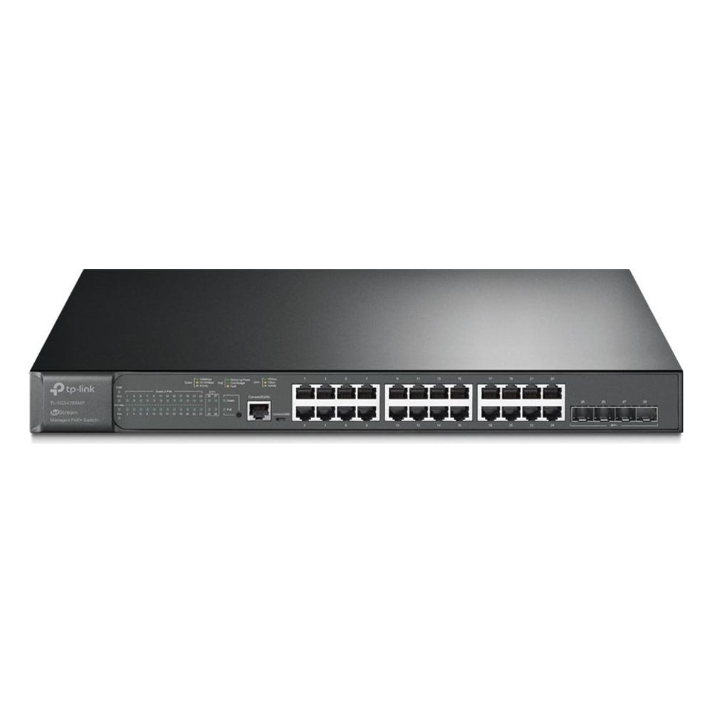 Switch TP-Link TL-SG3428XMP 24 Portas Gigabit PoE+ 4 Portas 10GE SFP+ Gerenciável Rack 19" Ideal Data Center