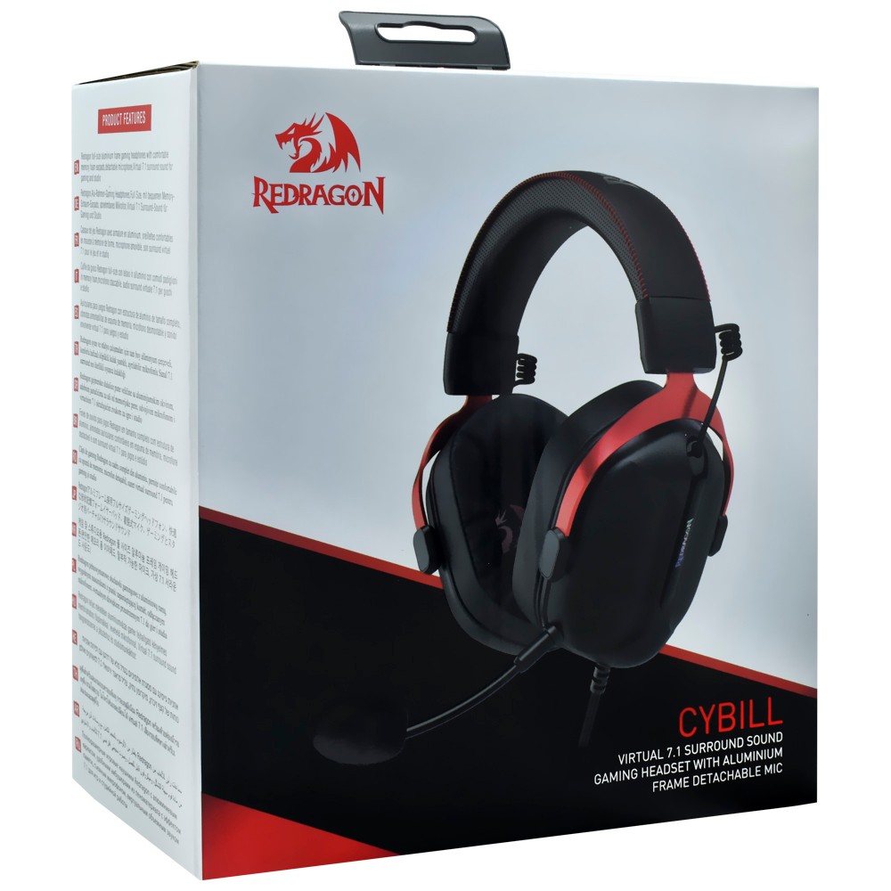 Fone de Ouvido Gamer Redragon H312 Cybill Com Fio 50mm Preto Vermelho