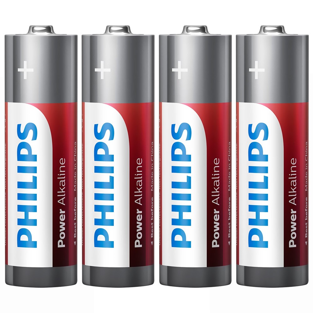 Pilhas Alcalinas Philips Alkaline Power AA LR6P4B/97 4 Unidades Longa Duração Alta Performance Energização Dispositivos Eletrônicos