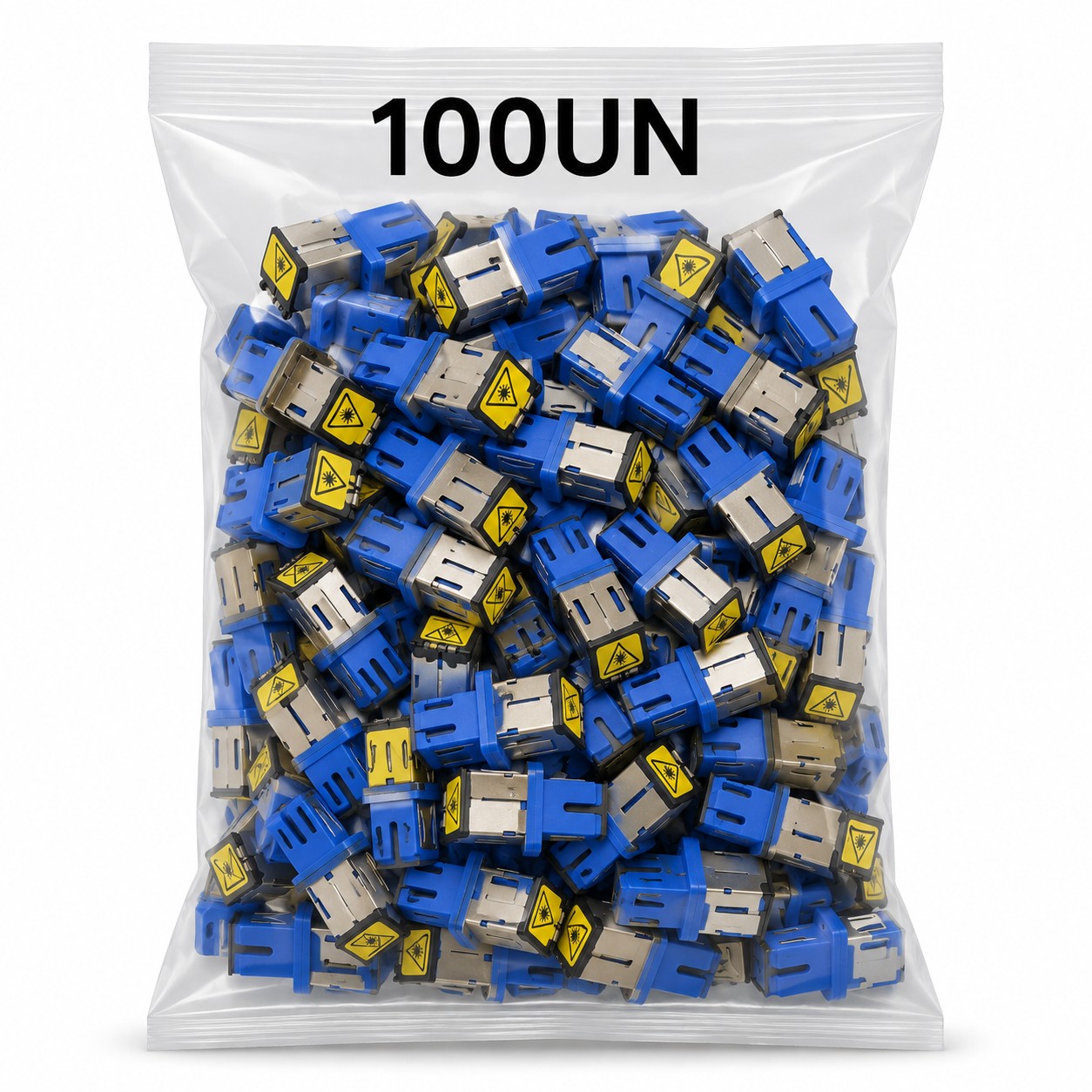 Pacote com 100x Acoplador Óptico JZ-7001-2 SC/UPC Simplex Metálico Azul