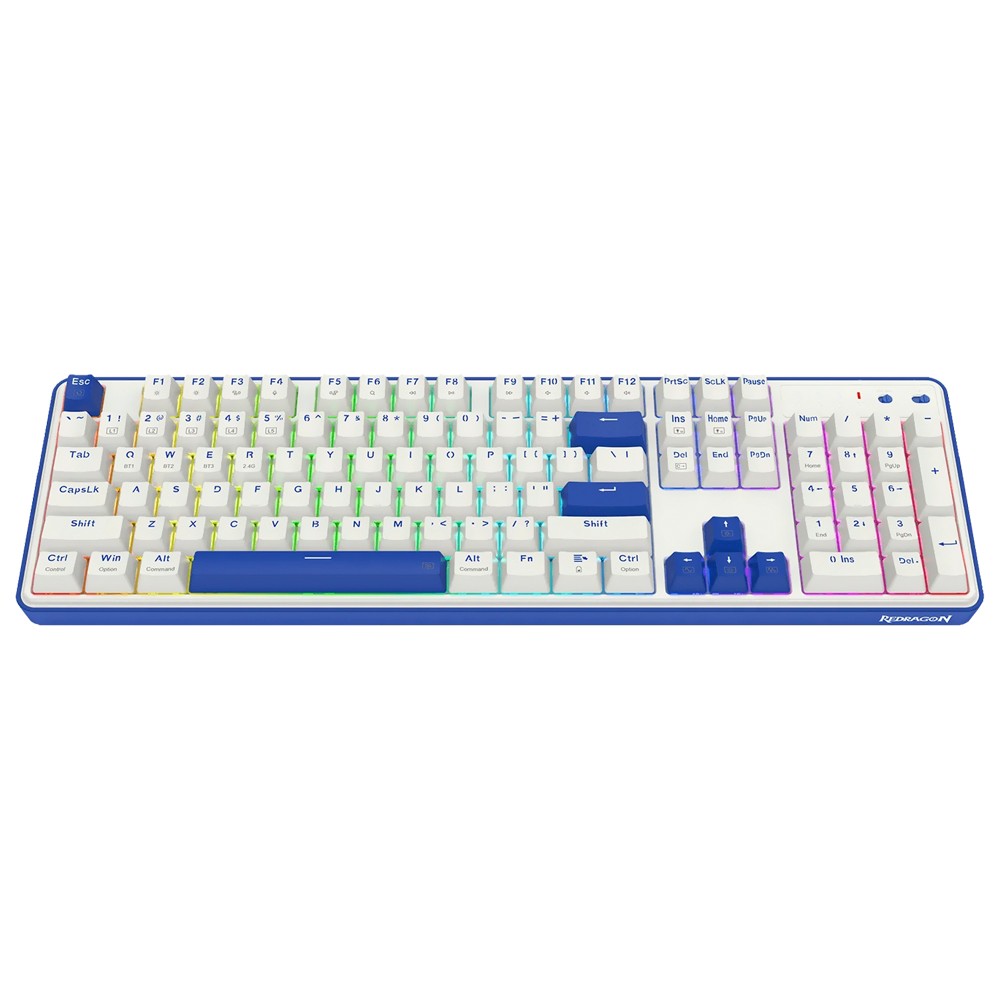 Teclado Mecânico Gamer Redragon K685WB-RGB-PRO USB Layout Inglês Branco Azul