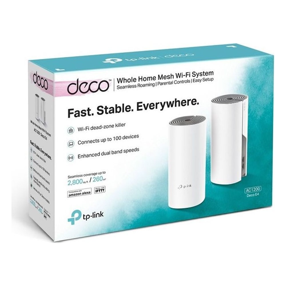 Roteador Mesh Wi-Fi 5 TP-Link Deco E4 (2-Pack) AC1200 Dual Band Whole Home 1200Mbps MU-MIMO Cobertura Ampla