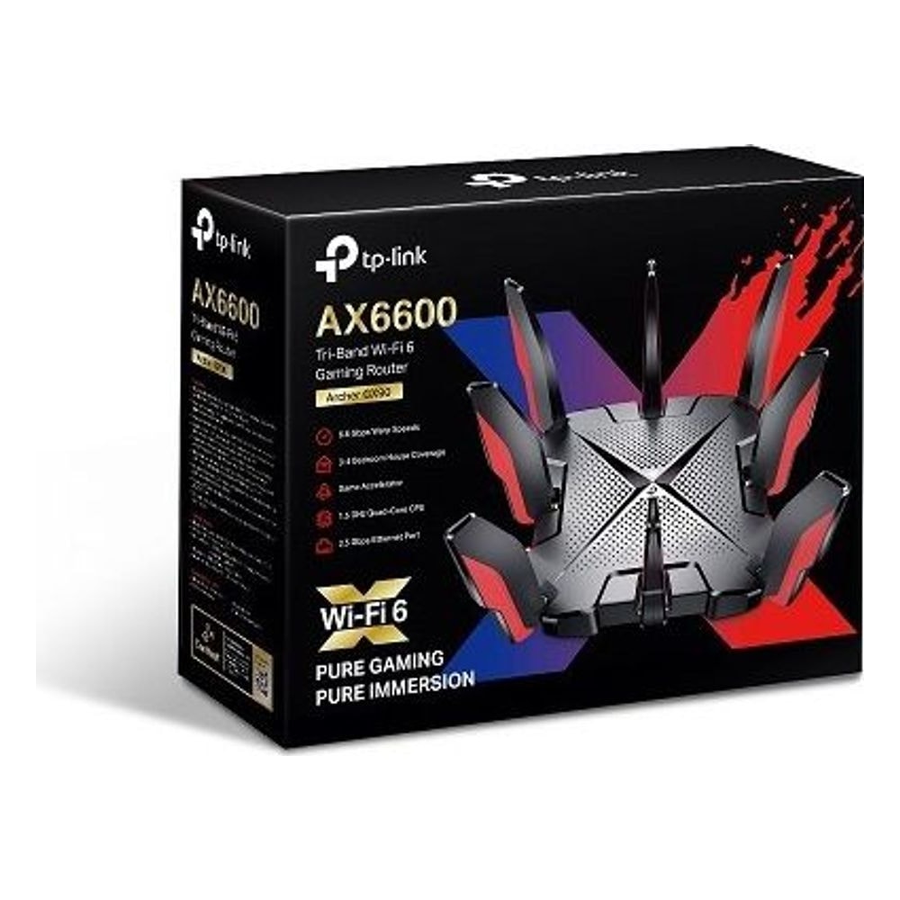 Roteador Wi-Fi 6 TP-Link Archer GX90(US) AX6600 Tri-Band Gaming 6600Mbps MU-MIMO Beamforming 4 portas Gigabit