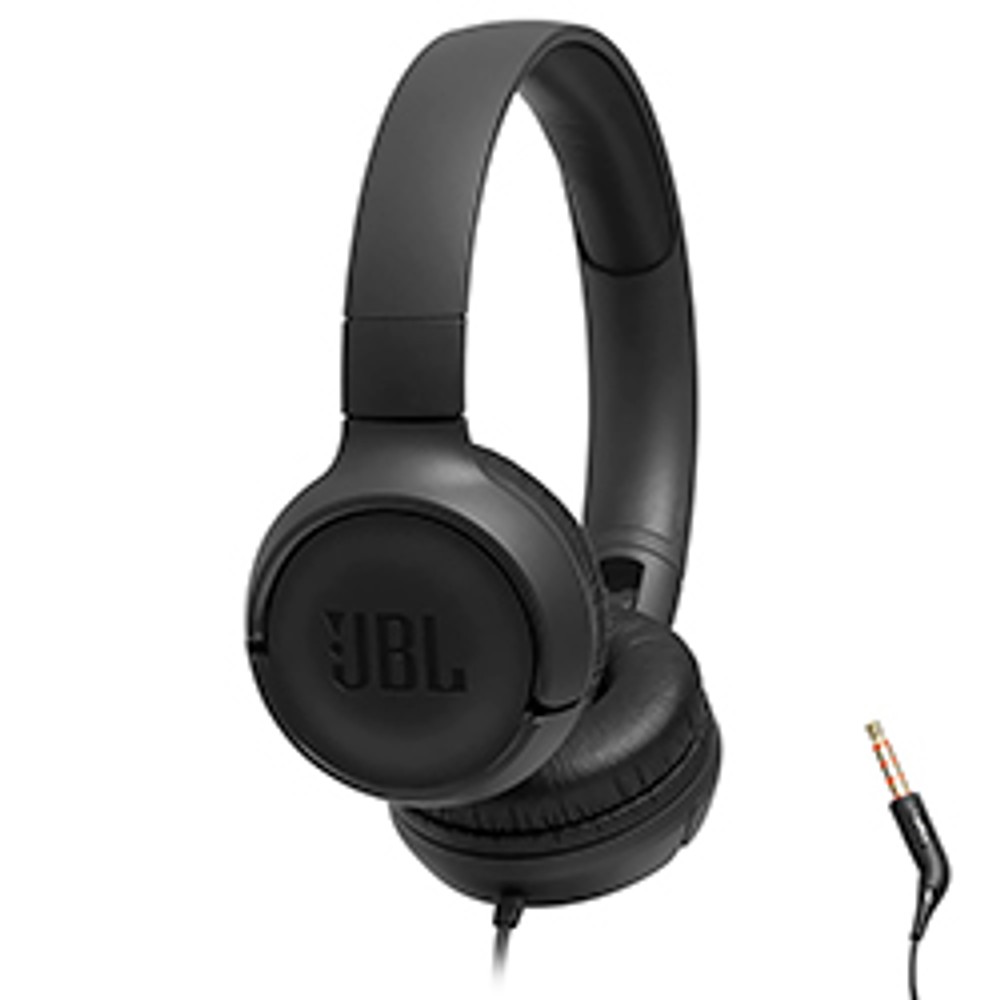 Fone de Ouvido JBL Tune T500 Com Fio Pure Bass 3.5mm 32mm Drivers Confortável Leve Preto