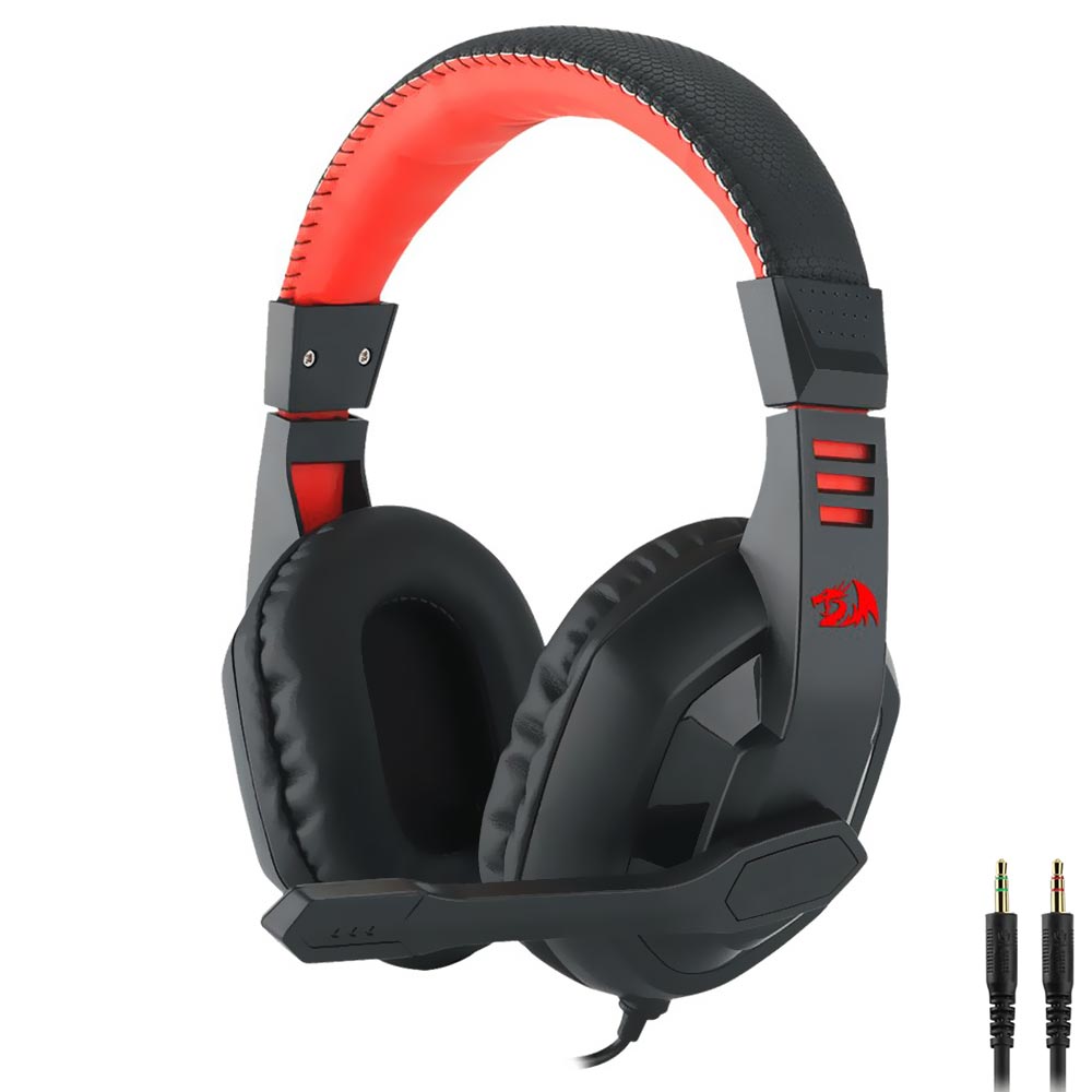 Fone de Ouvido Gamer Redragon Ares H120 com Cabo 40mm Preto e Vermelho