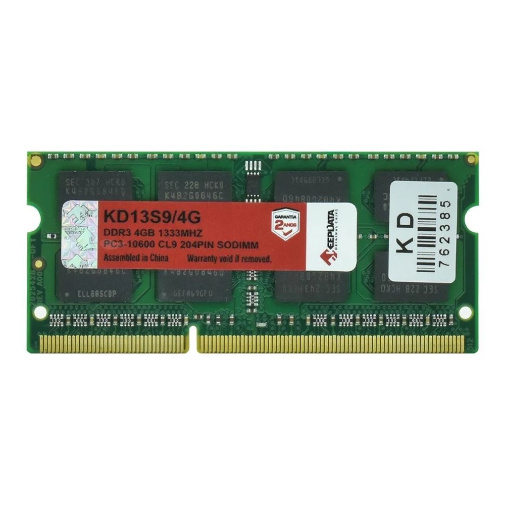 Memória RAM Notebook KeepData KD13S9/4G 4GB DDR3 1333MHz SODIMM PC3-10600 CL9 1.5V Upgrade Alta Performance
