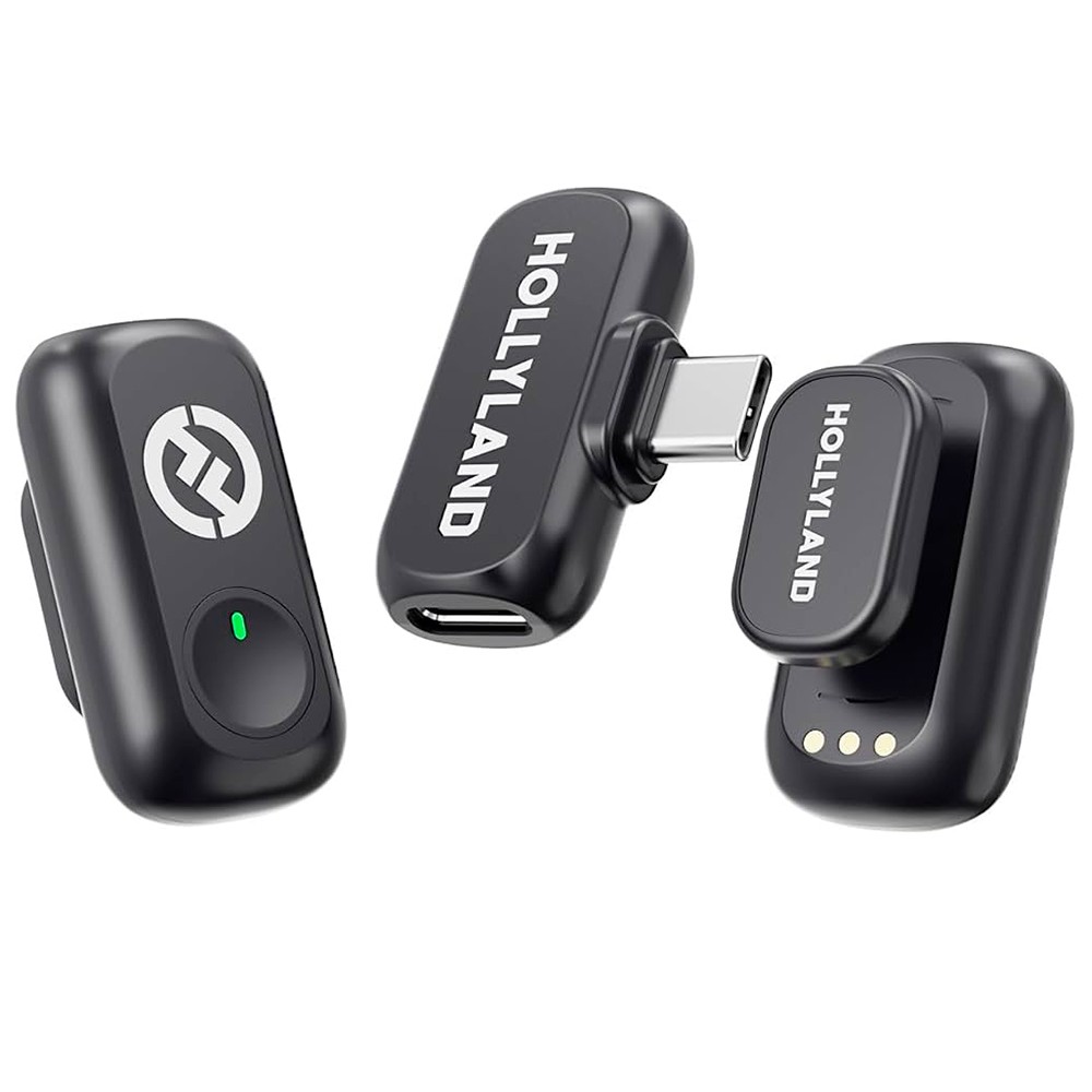Microfone Sem Fio Hollyland Lark A1 Mini Duo Lavalier USB-C Space Cinza 2 Canais 100m Alcance Bateria 8h