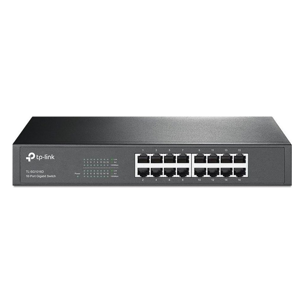 Switch TP-Link TL-SG1016D 16 Portas 10/100/1000 Rackmount Gigabit Ethernet Metal Gerenciamento Simples