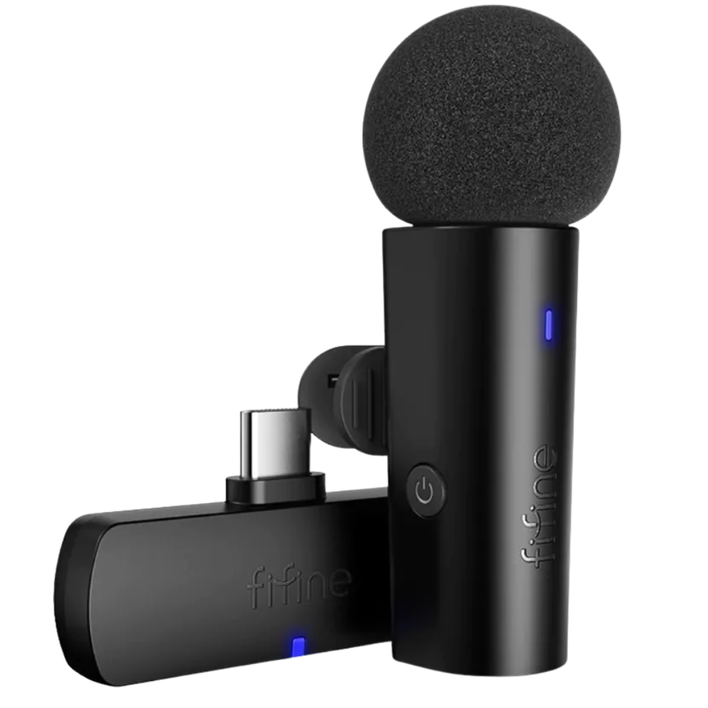 Microfone Sem Fio Lapela Fifine M6 USB-C 2.4GHz Áudio Cristalino