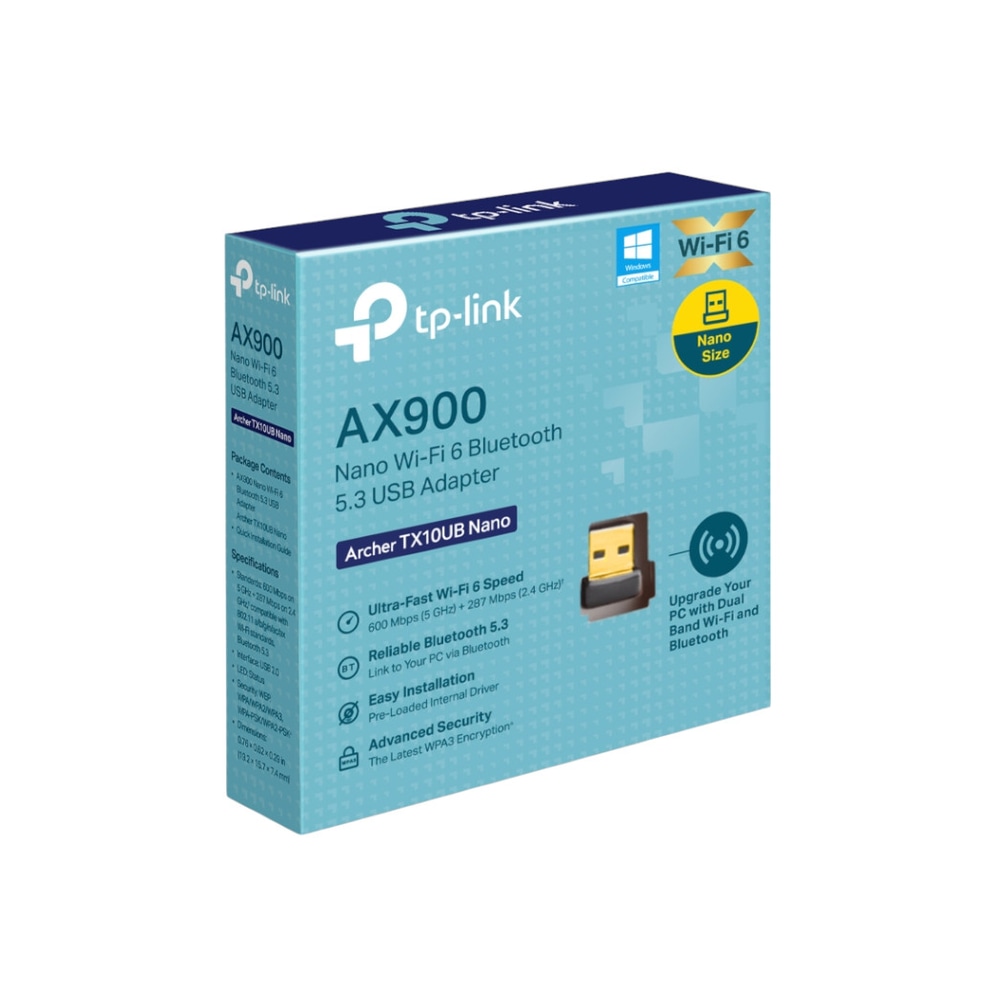 Adaptador Wi-Fi TP-Link AX900 USB Dual Band Wi-Fi 6 até 900Mbps Preto